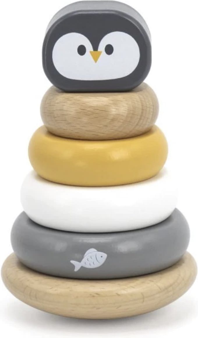 Viga Houten Stapelringen Pinguïn Pastel - Stapelpiramide