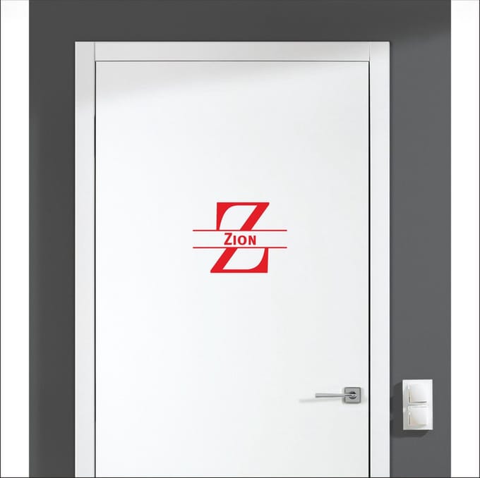 Deursticker Met Naam -  Zion - Rood