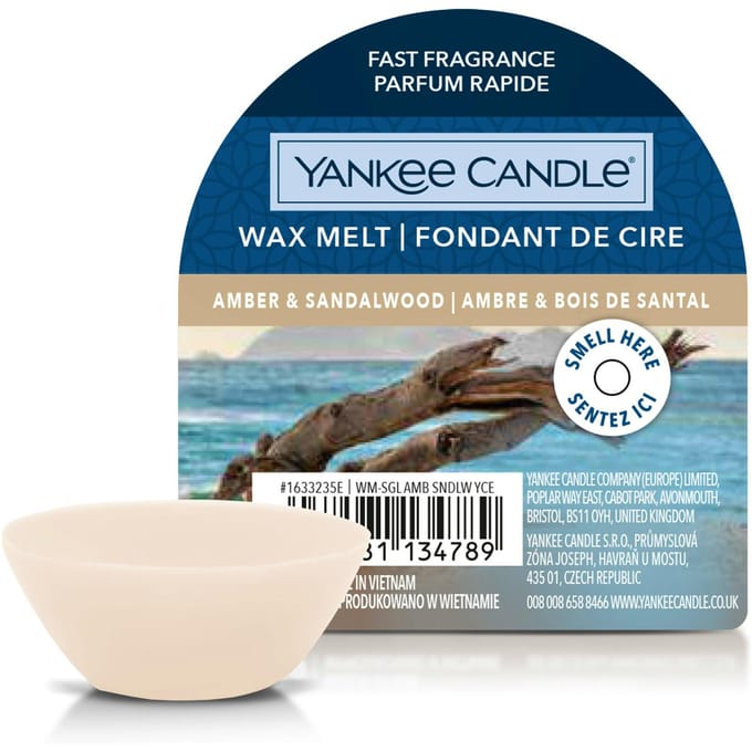 Yankee Candle - Amber & Sandalwood - Wax Melt - 8 branduren