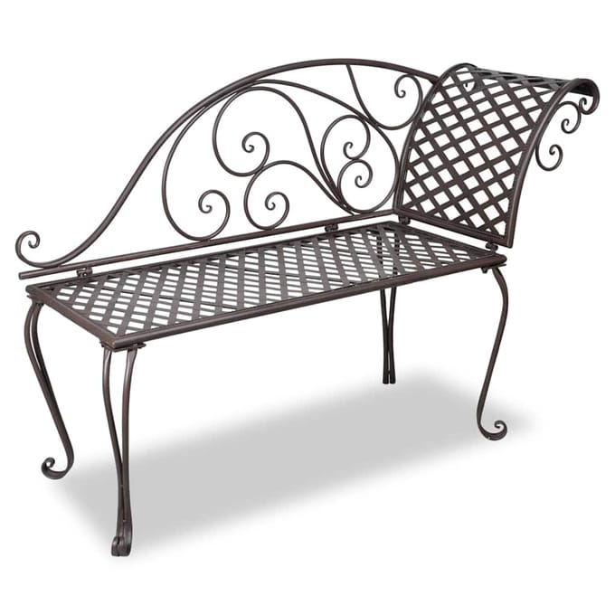 vidaXL - Chaise - longue - 128 - cm - staal - antiekbruin