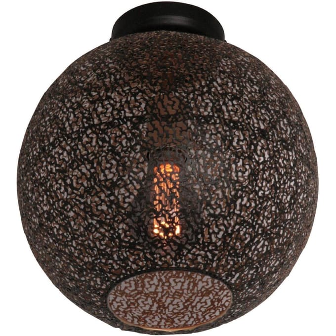 Freelight Oronero plafondlamp - bollamp - kap Ø30 cm - excl. E27 lichtbron - zwart met goud