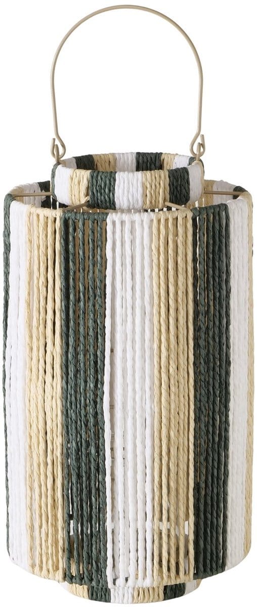 Windlicht Raffia Beige - Groen 40 cm