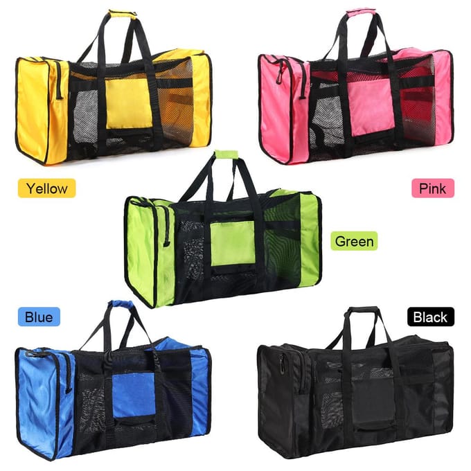 100L mesh duffle-uitrustingstas voor duiken, snorkelen, zwemmen, strand en sportuitrusting geel