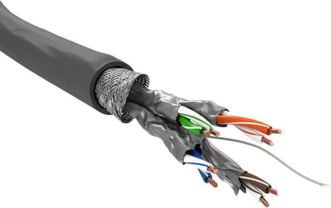 S/FTP CAT6 Gigabit netwerkkabel met vaste aders - AWG23 - LSZH / grijs - 100 meter