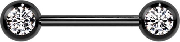 Piercing titanium steen rond extern schroefdraad 1.6x12 - zwart - LMPiercings