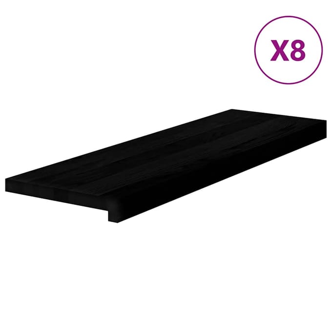 vidaXL - Traptreden - 8 - st - 80x25x2 - cm - massief - eikenhout - bruin-zwart