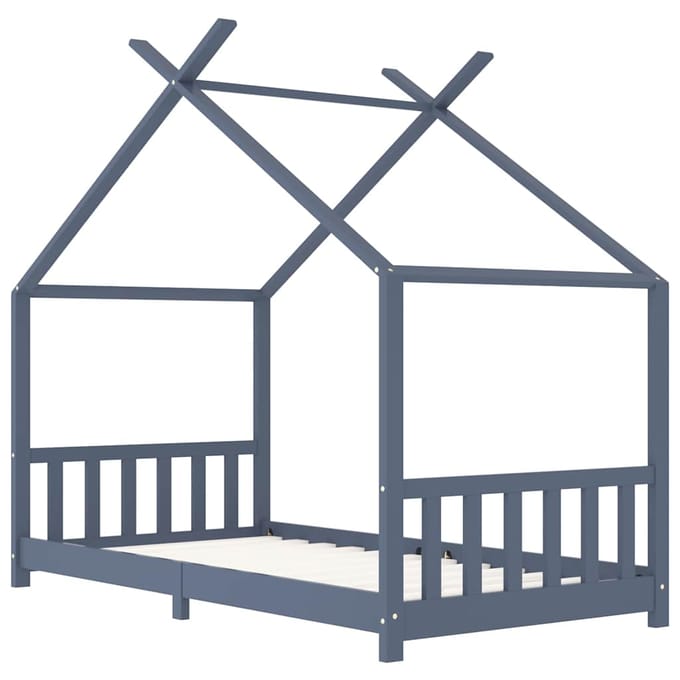 vidaXL - Kinderbedframe - massief - grenenhout - grijs - 90x200 - cm