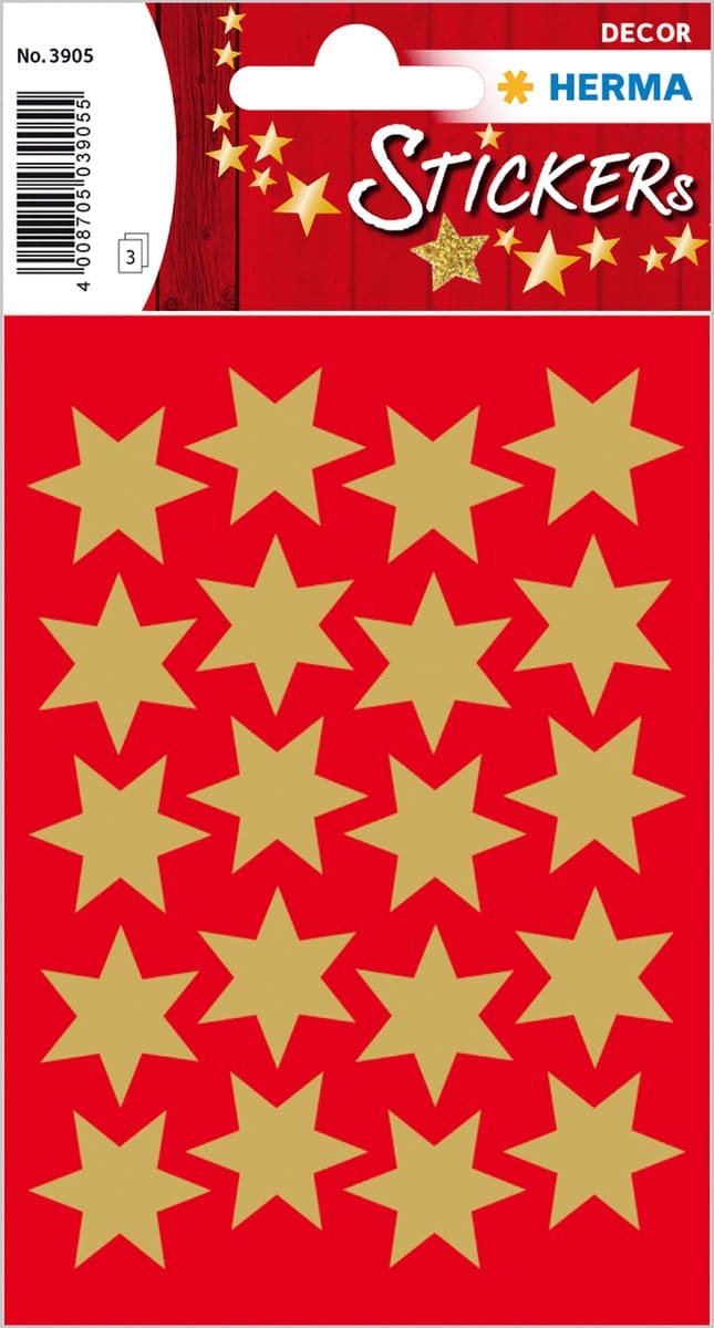 HERMA 3905 Stickers Décor Kerst Ster 6-puntig, goud Ø 21 mm