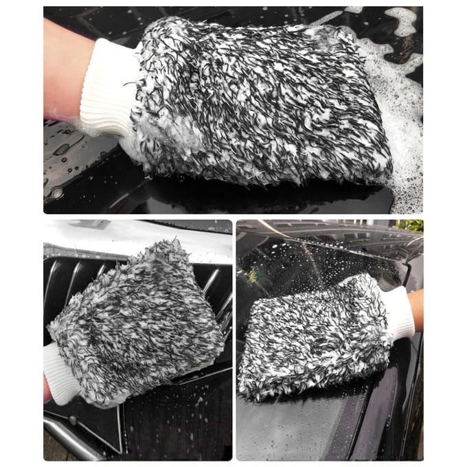 Ultra draagbare microvezel multifunctionele autowashandschoen Anti-kraswashandschoen zwart