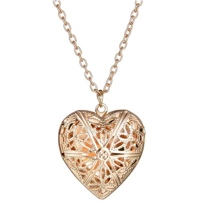 Ketting 48 cm + 4 cm verstelbaar met hart medaillon hanger – goudkleurig – Rhylane