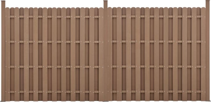 WPC Schuttingpaneel 11 planken met palen 185x376 cm bruin