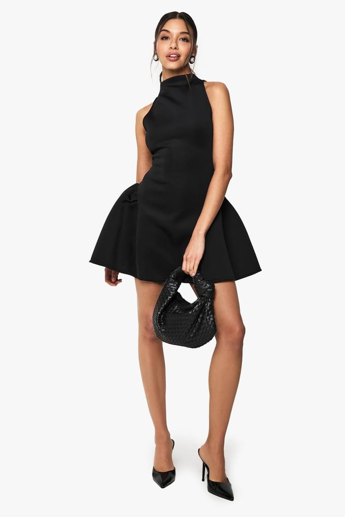 boohoo Dames Racerhals Volume Mini Jurk | Black | Maat: 8