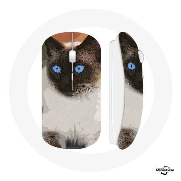 Souris Sans Fil Siamois Noir et blanc Yeux Bleus