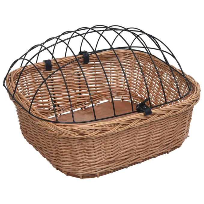 vidaXL - Fietsstuurmand - met - deksel - 50x45x35 - cm - natuurlijk - wilgen