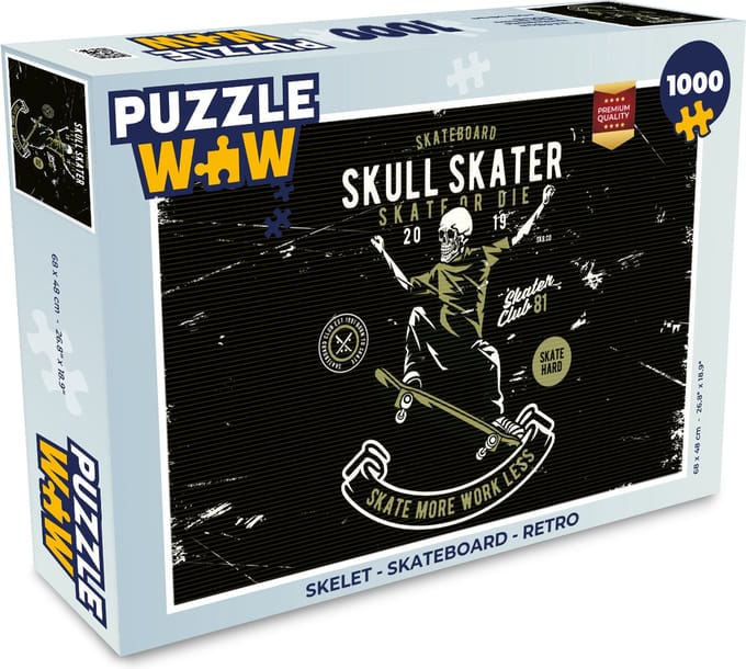 Puzzel Skelet - Skateboard - Retro - Legpuzzel - Puzzel 1000 stukjes volwassenen