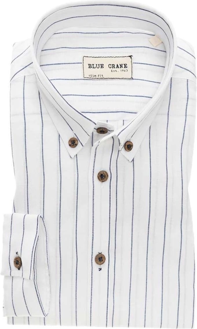 Blue Crane by Ledûb casual slimfit streep
