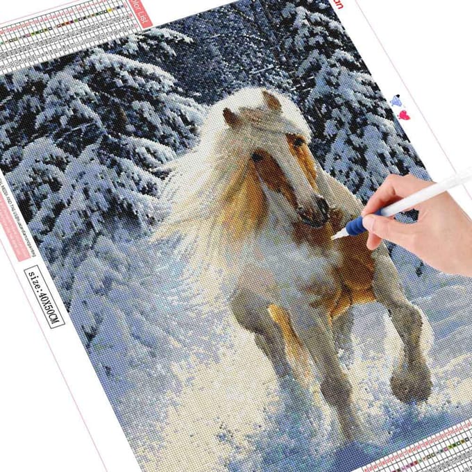 Peinture diamant cheval, décoration de maison, perceuse carrée complète, broderie diamant, point de croix 20X30CM gray
