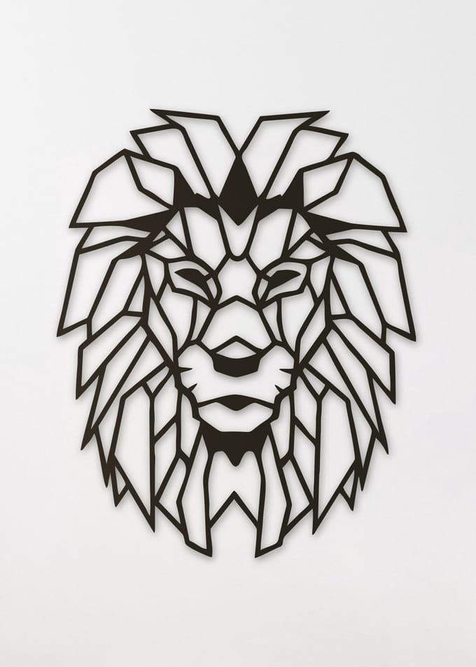 Wanddecoratie polygon | Leeuw - M (32x40cm)