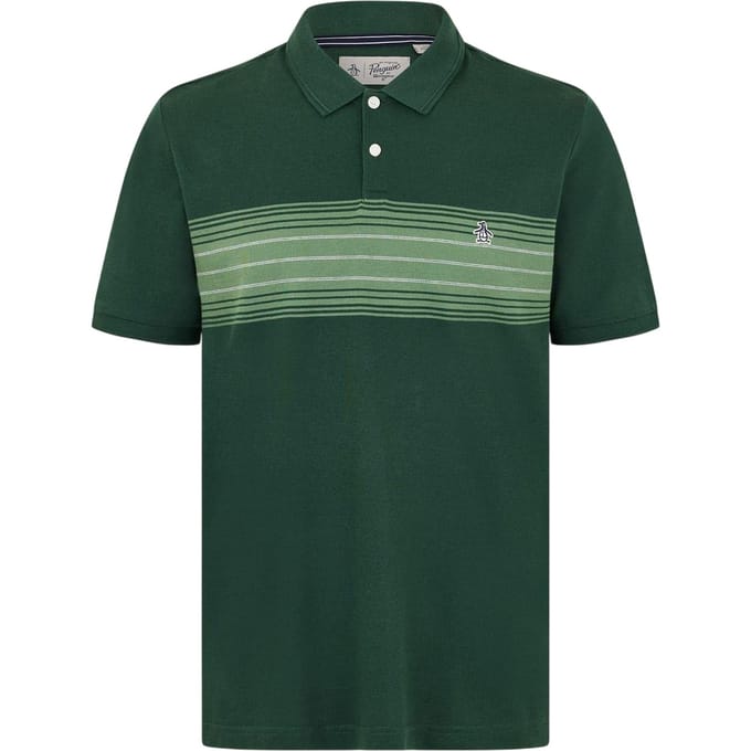 Original Penguin Heren Gestreept Polo Shirt (Groen)