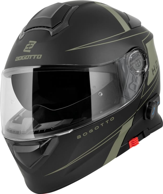 Bogotto H271 Taog Bluetooth Helm Zwart Groen - Helm