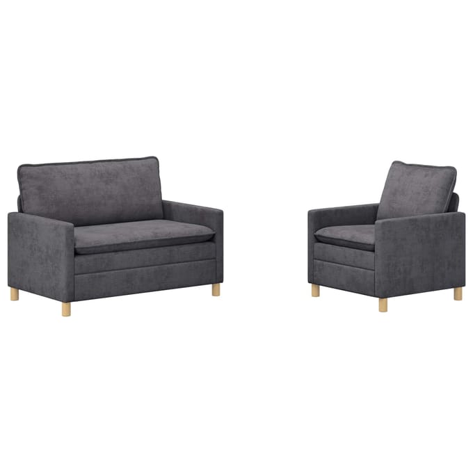 vidaXL - Bankstel - 2 - st - Donkergrijs - Polyester