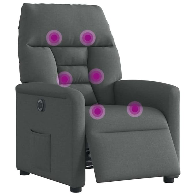 vidaXL - Massagestoel - elektrisch - verstelbaar - stof - donkergrijs