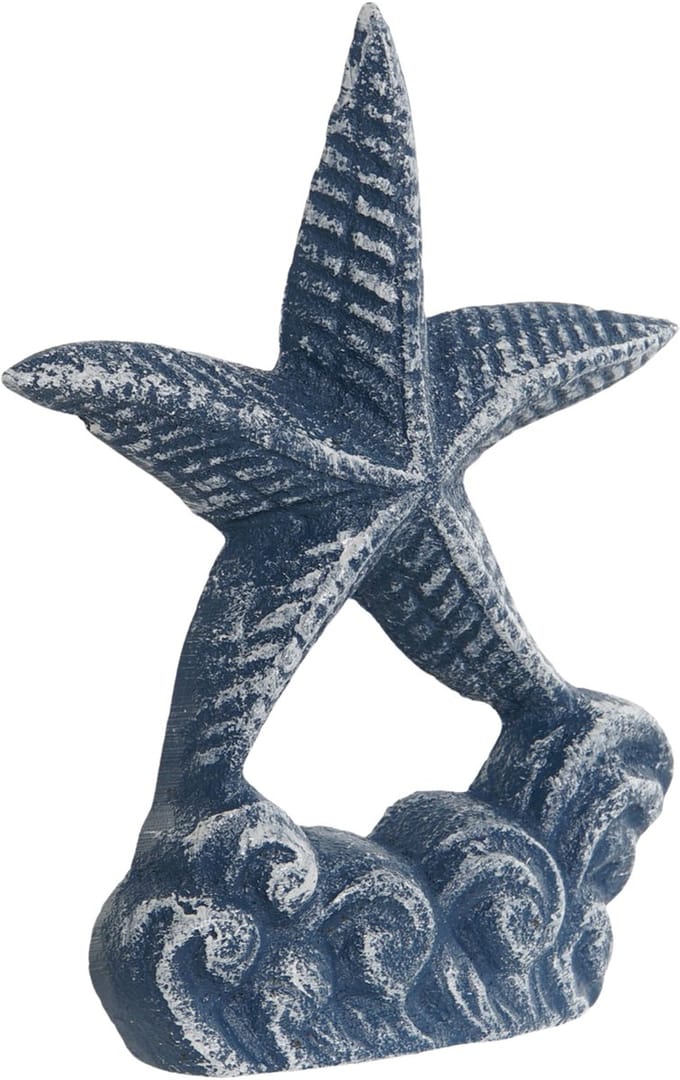 Items Deurstopper Zeester - blauw - gietijzer - 12 x 6 x 15 cm - maritiem - tegen klapperende deuren