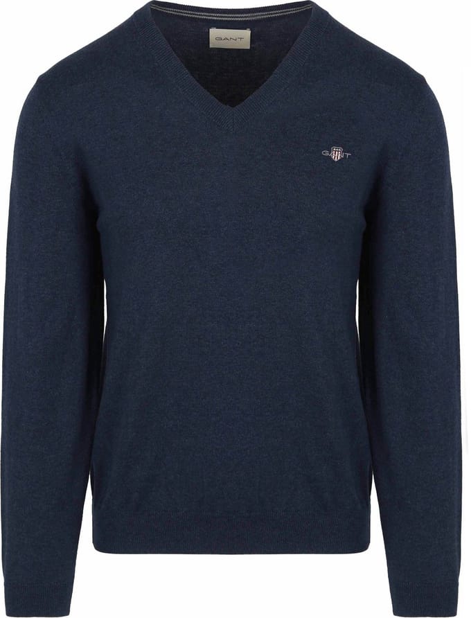 Gant Pullover V-Hals Jeans Blauw - Maat 3XL - Heren - Pullovers