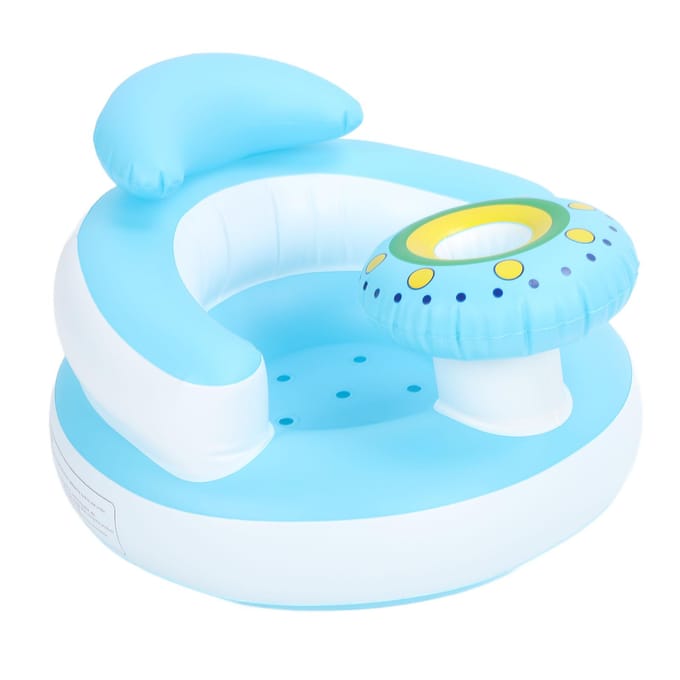 Opblaasbare Babystoel Opvouwbare Peuterstoel Badstoel Comfortabele PVC Babystoel Stoel voor Zwembad Badkuip blue