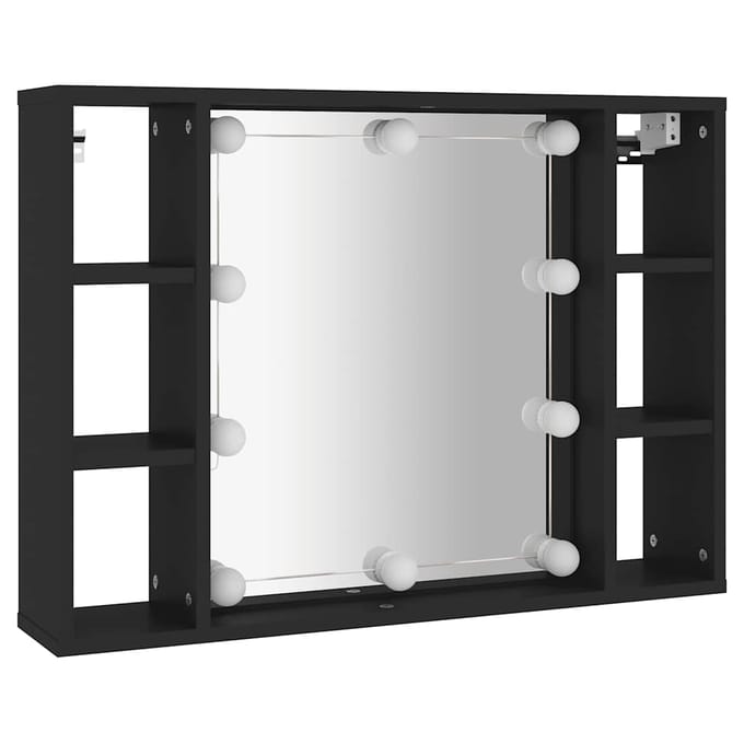 vidaXL - Spiegelkast - met - LED-verlichting - 76x15x55 - cm - zwart