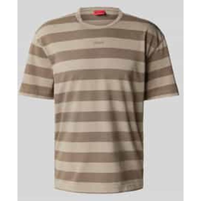 T-shirt met geribde ronde hals, model 'Dockoe'