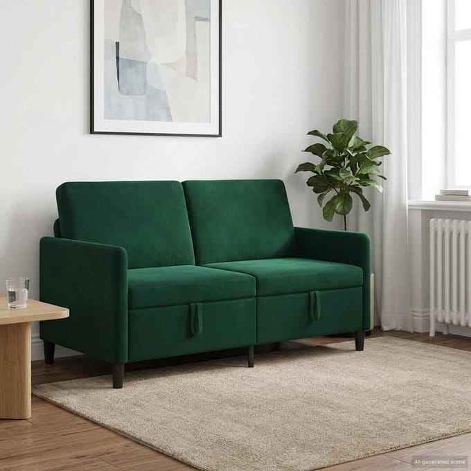 vidaXL - Sofa - met - Opbergruimte - Donkergroen - 152 - x - 78 - x - 87 - cm - Polyester