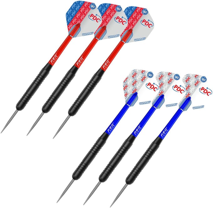 Winmau PDC Set Blade 6 Dart Board + Blue Dartboard Surround + Darts + Oche line