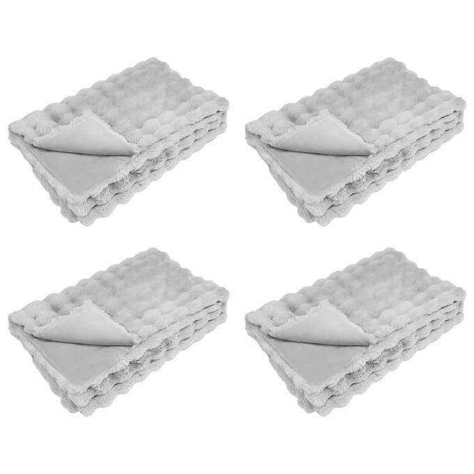 vidaXL - Antislip - deken - van - imitatie - konijnenbont - Olite - 4 - st - Grijs