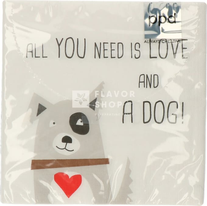 Servietten Love and Dog 33x33 cm