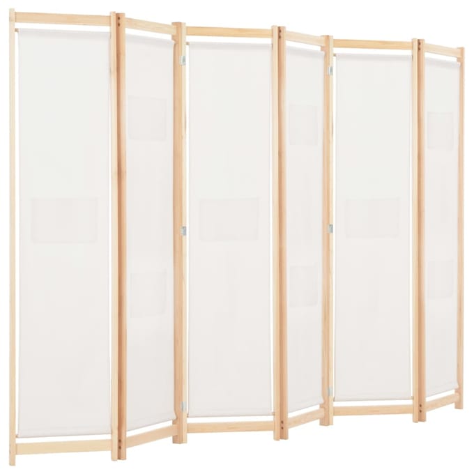 vidaXL - Kamerscherm - met - 6 - panelen - 240x170x4 - cm - stof - crème