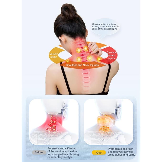 Cervicale wervelkolom Massager Sterkteaanpassing USB Oplaadbaar Intelligente pulsverwarming Nek wit