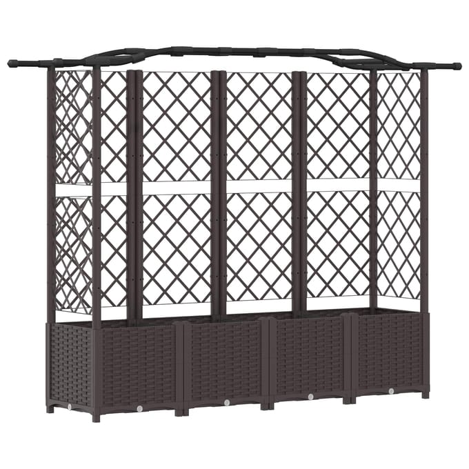 vidaXL Verhoogd Bed met Trellis en Dak Bruin 204 x 40 x 138 cm PP