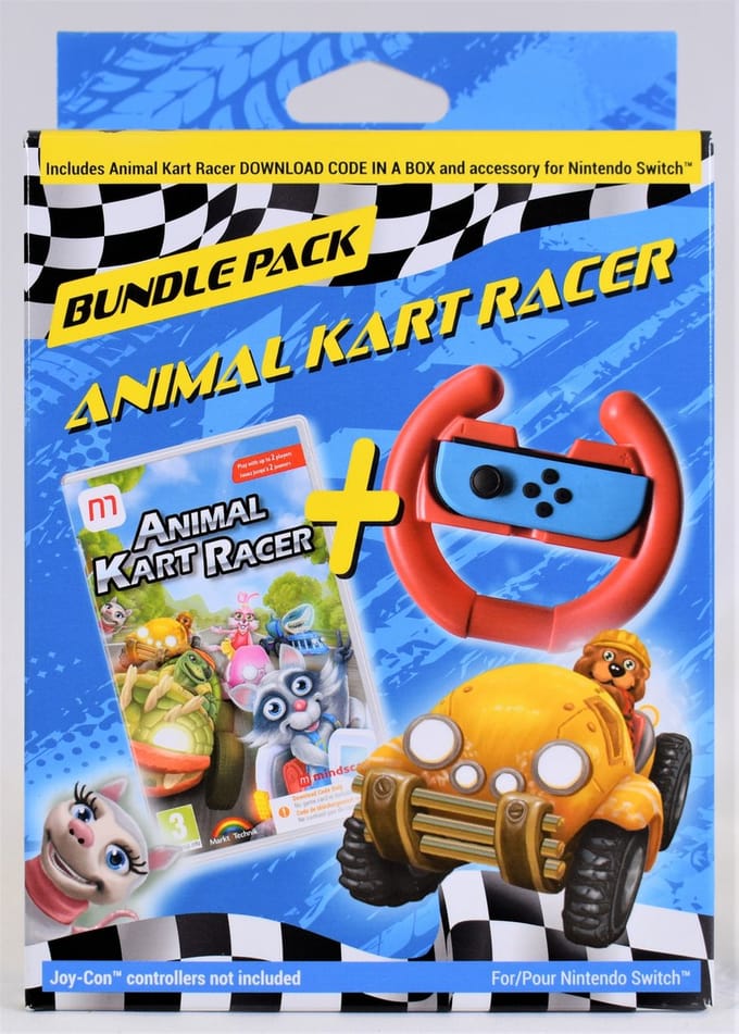 Animal Kart Racer Bundle Pack includes Wheel Code In Box EN FR DE NL ES PL Switch