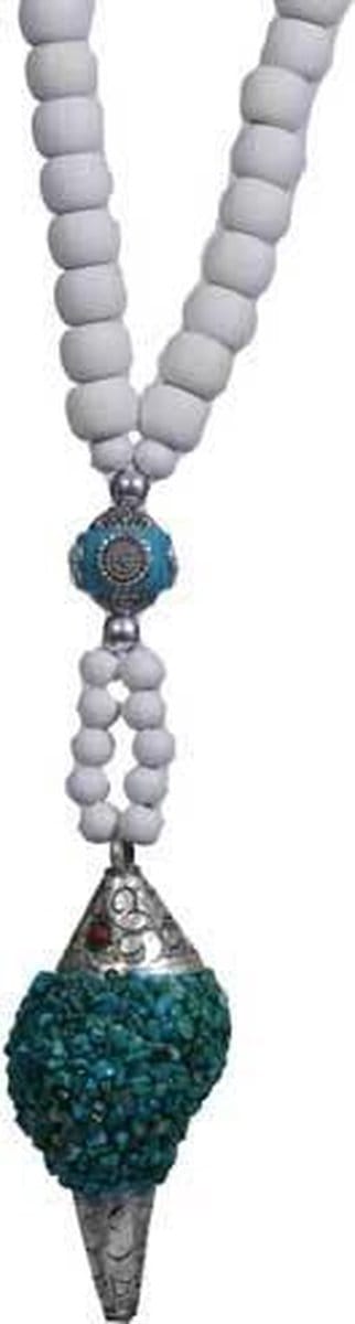 Heaven Eleven - dames - Wit - hout - 925 zilver - schelp - turkoois - turquoise - 100cm