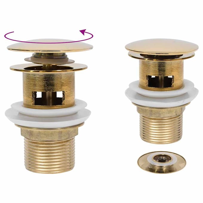 vidaXL - Afvoer - pop-up - met - overloop - 6,4x6,4x9,1 - cm - goudkleurig