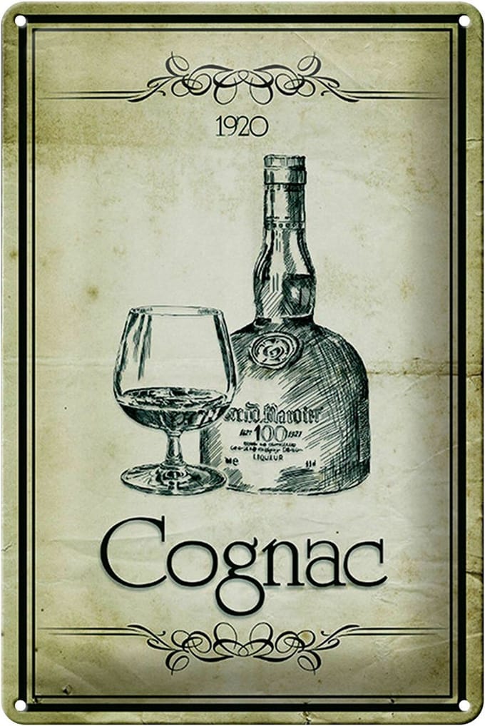 Blechschild Alkohol 20x30cm 1920 Cognac Retro