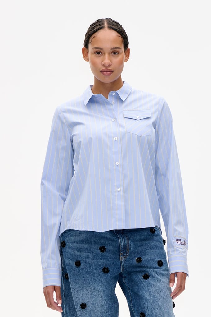Baum und Pferdgarten Menja Shirt Sky Blue Sunny Stripe Maat: 40 | Longsleeves Outlet | Dames | Blauw