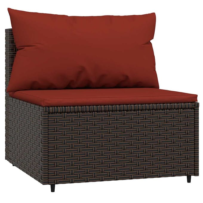 vidaXL - Tuinmiddenbanken - met - kussens - 2 - st - poly - rattan - bruin