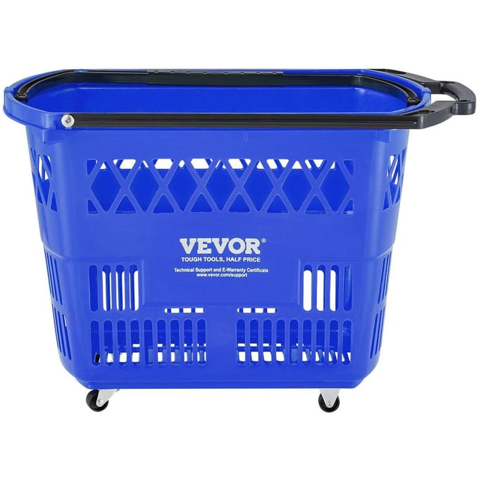 Plastic Rolstoel Boodschappentrolley Mand Op Wielen 6 STUKS 39L met Handvat