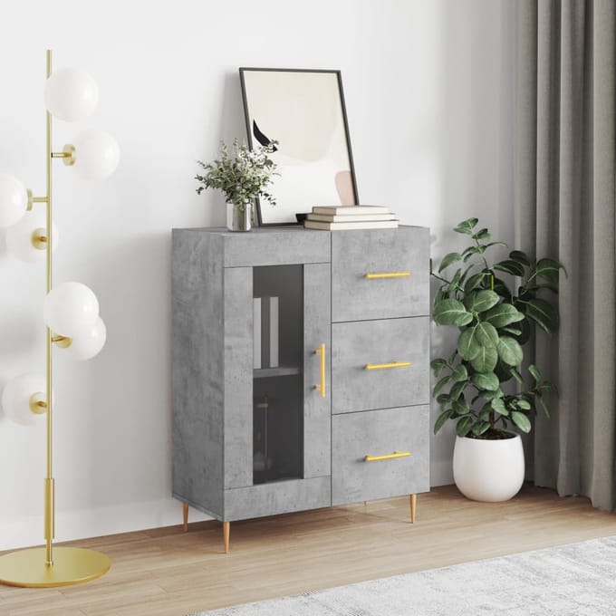 vidaXL Dressoir 69,5x34x90 cm bewerkt hout betongrijs
