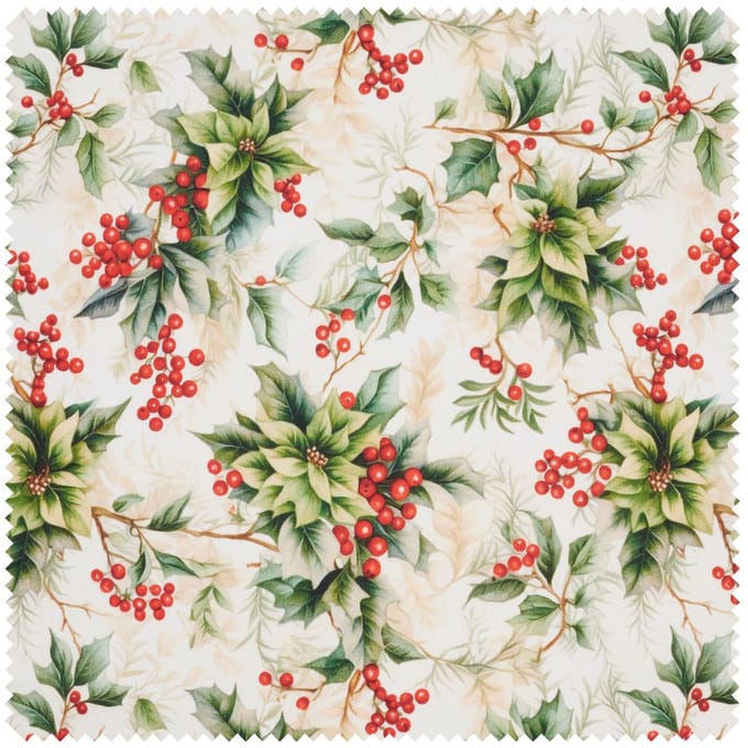 Decoratieve stof linnen optiek "Ilex bessen"