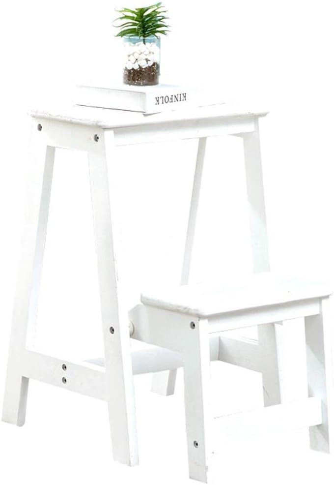 Huishoudtrap Klapstoel - Opstapje Krukje - Extra Hoogte - Lichtgewicht Compact - 150kg Capaciteit - Wit