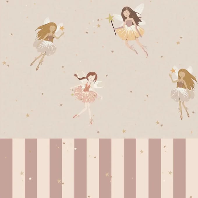 Gestreept behang Dekornik Fairies