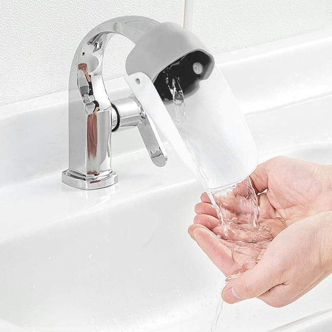 Rallonge de Bec de Robinet Anti-éclaboussures Extension d'eau de Robinet pour Lavabo de Salle de Bain Cuisine Gris